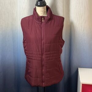 New York & Company Maroon Puffer Vest XL